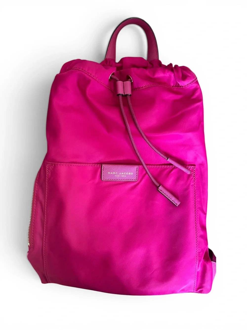 Marc Jacobs Hot Pink Nylon Drawstring Backpack Gold Hardware